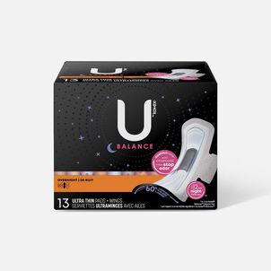 U by Kotex AllNighter Ultra Thin Overnight Pads with Wings, 12 ct