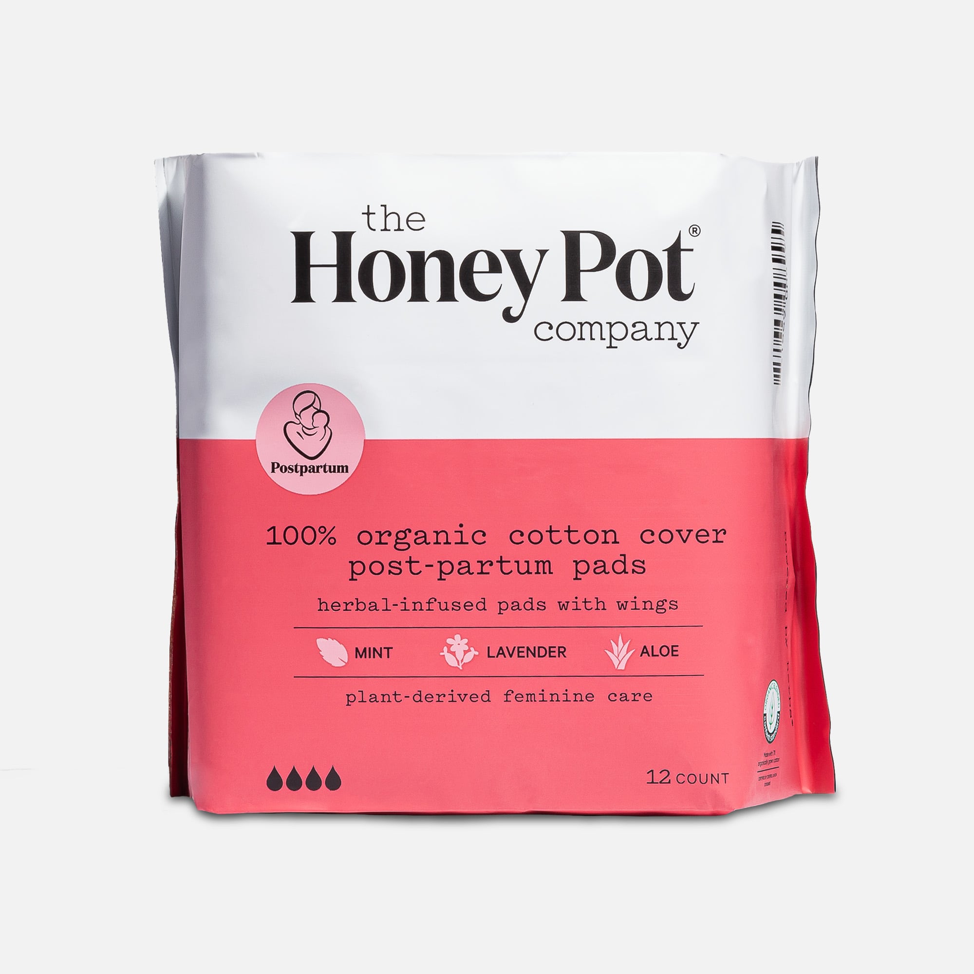 The Honey Pot Company, 100% Organic Cotton Cover Heavy Flow Overnight Pads